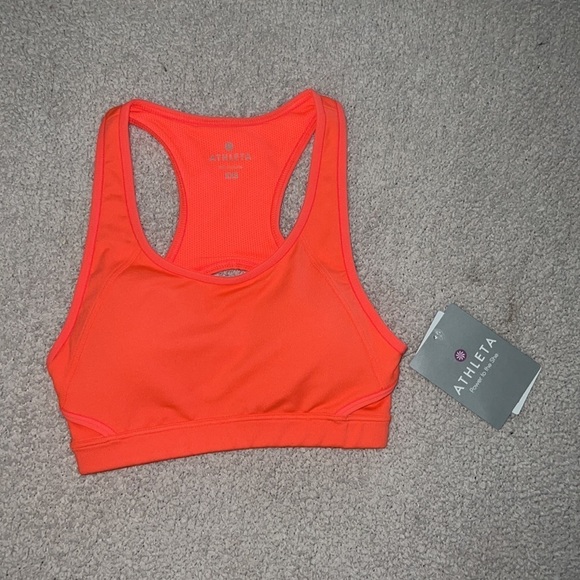 Athleta Double Dare Sports Bra Size XXS Neon Orange - Picture 3 of 5